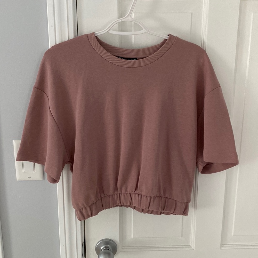 Zara cinched waist short-sleeve top